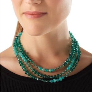 WHBM LONG GREEN OMBRÉ NECKLACE